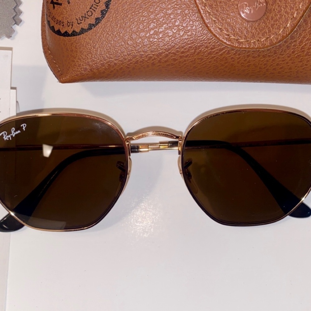 Ray-Ban Hexagonal 54mm Brown Gradient Polarized Sunglasses - Picture 6 of 12